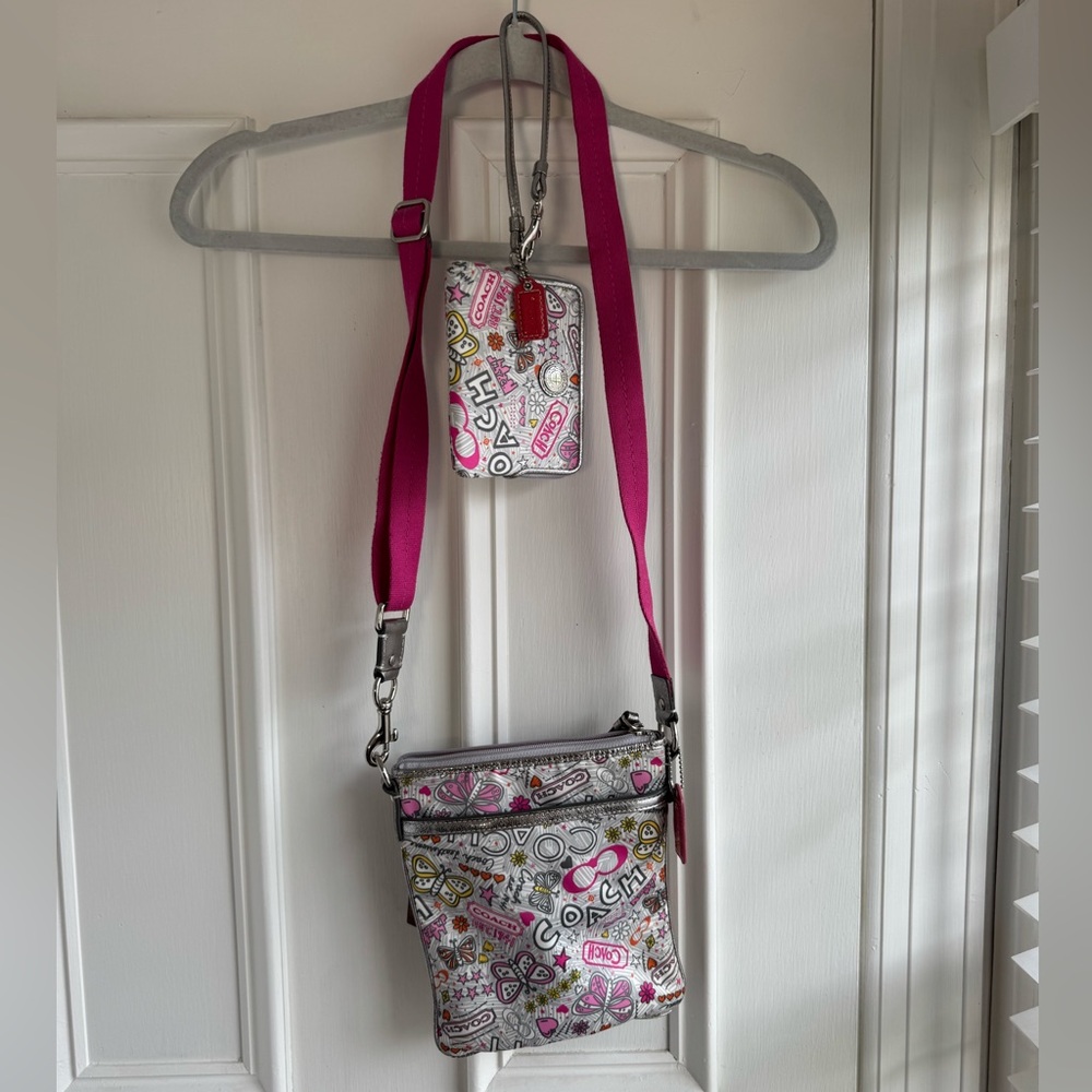 Coach Multicolor Graphic Crossbody Bag and Matching Wallet